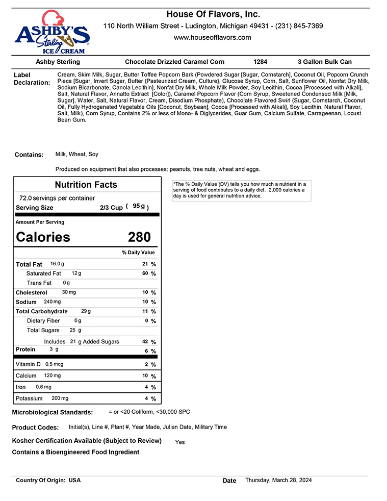 Caramel Popcorn Nutrition Info
